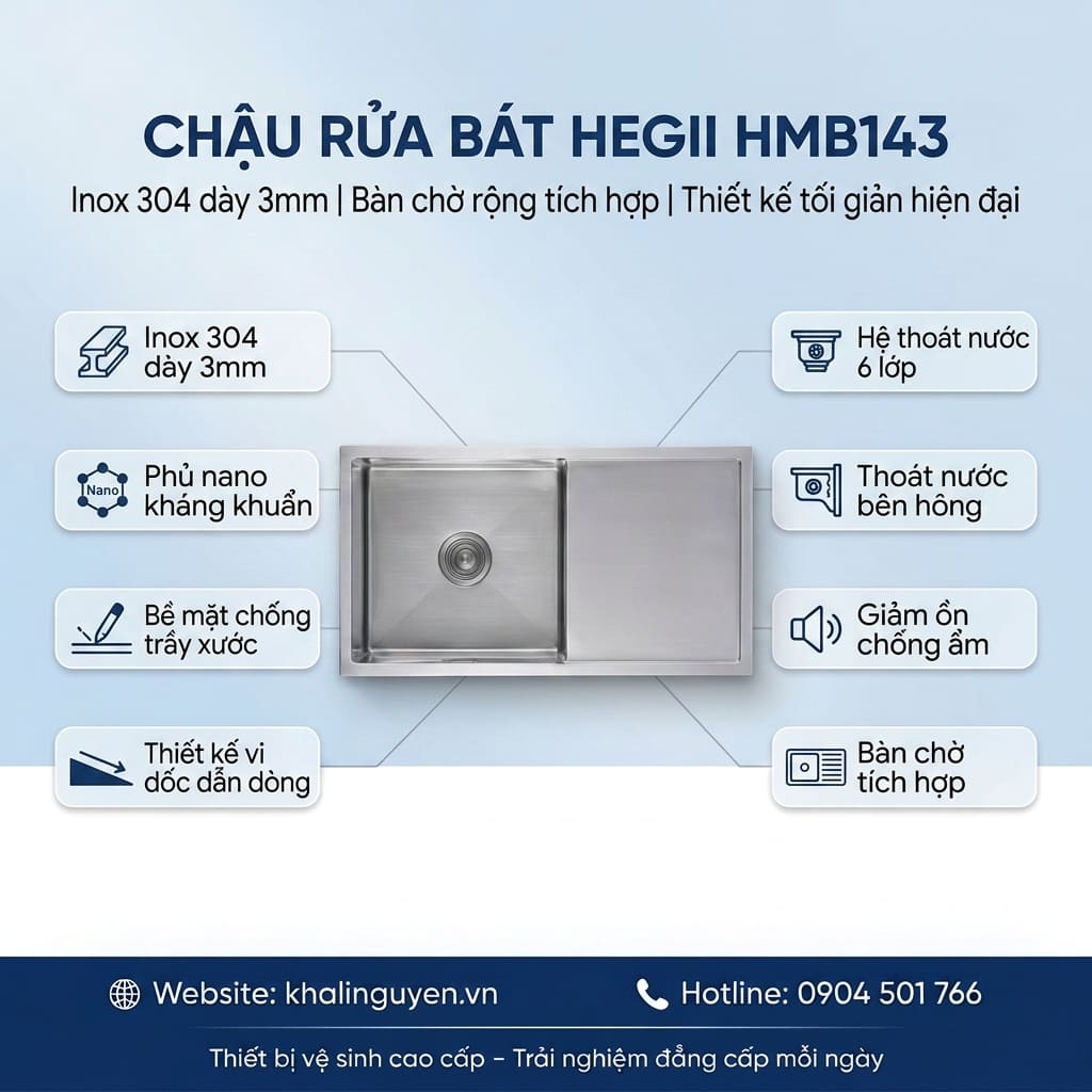 Thông tin chậu rửa bát HEGII HMB143
