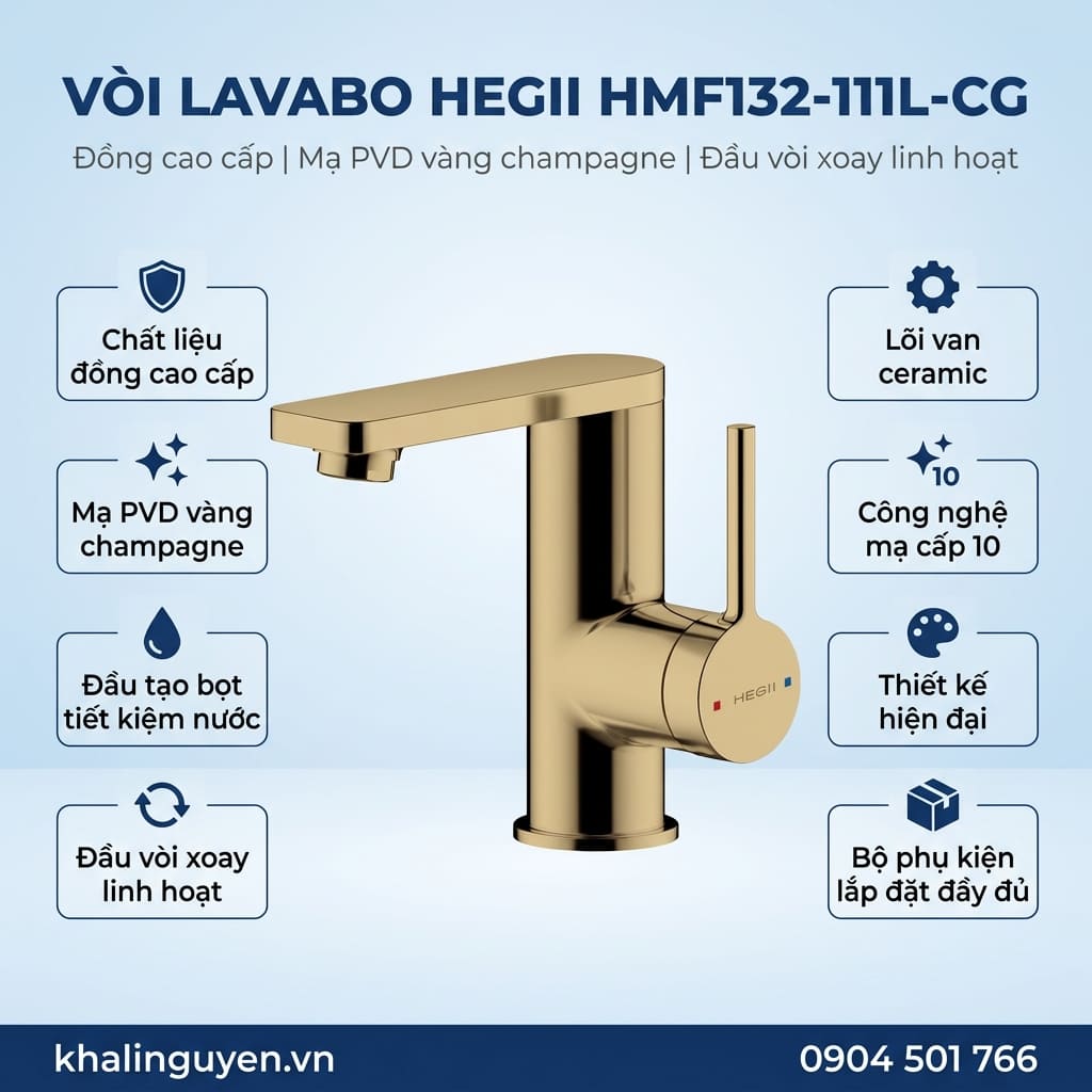 Thông tin vòi Lavabo HEGII HMF132-111L-CG