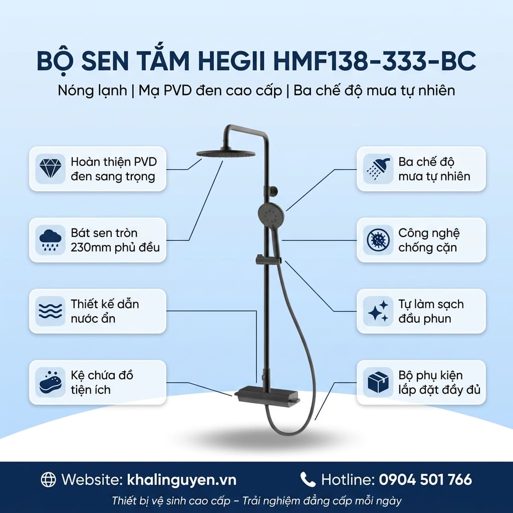 Thông tin bộ sen tắm HEGII HMF138-333-BC
