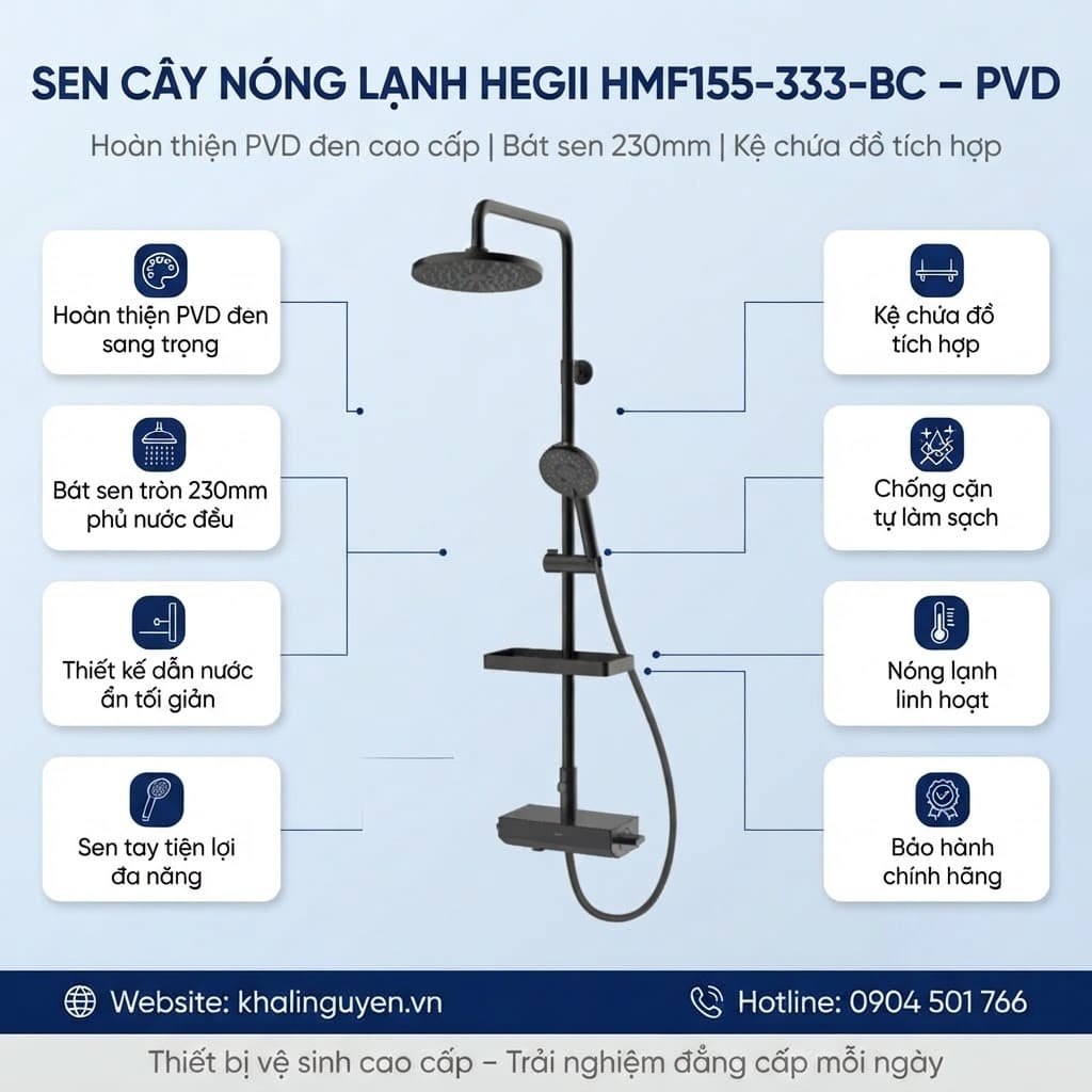 Ưu điểm sen cây HEGII HMF155-333-BC – PVD