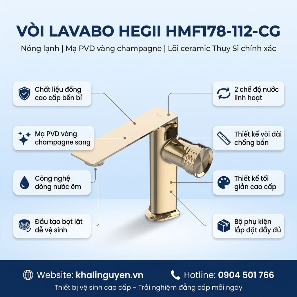 Thông tin vòi Lavabo HEGII HMF178-112-CG