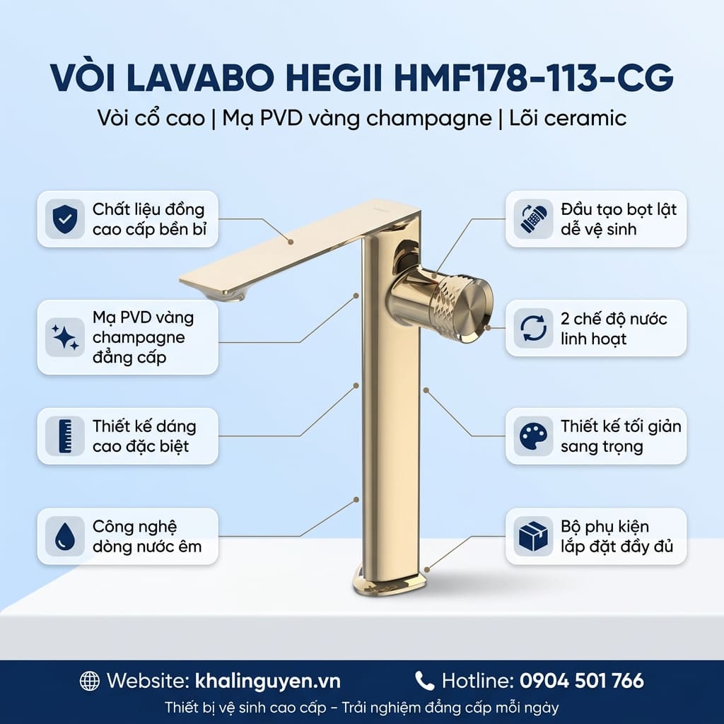 Thông tin vòi Lavabo HEGII HMF178-113-CG