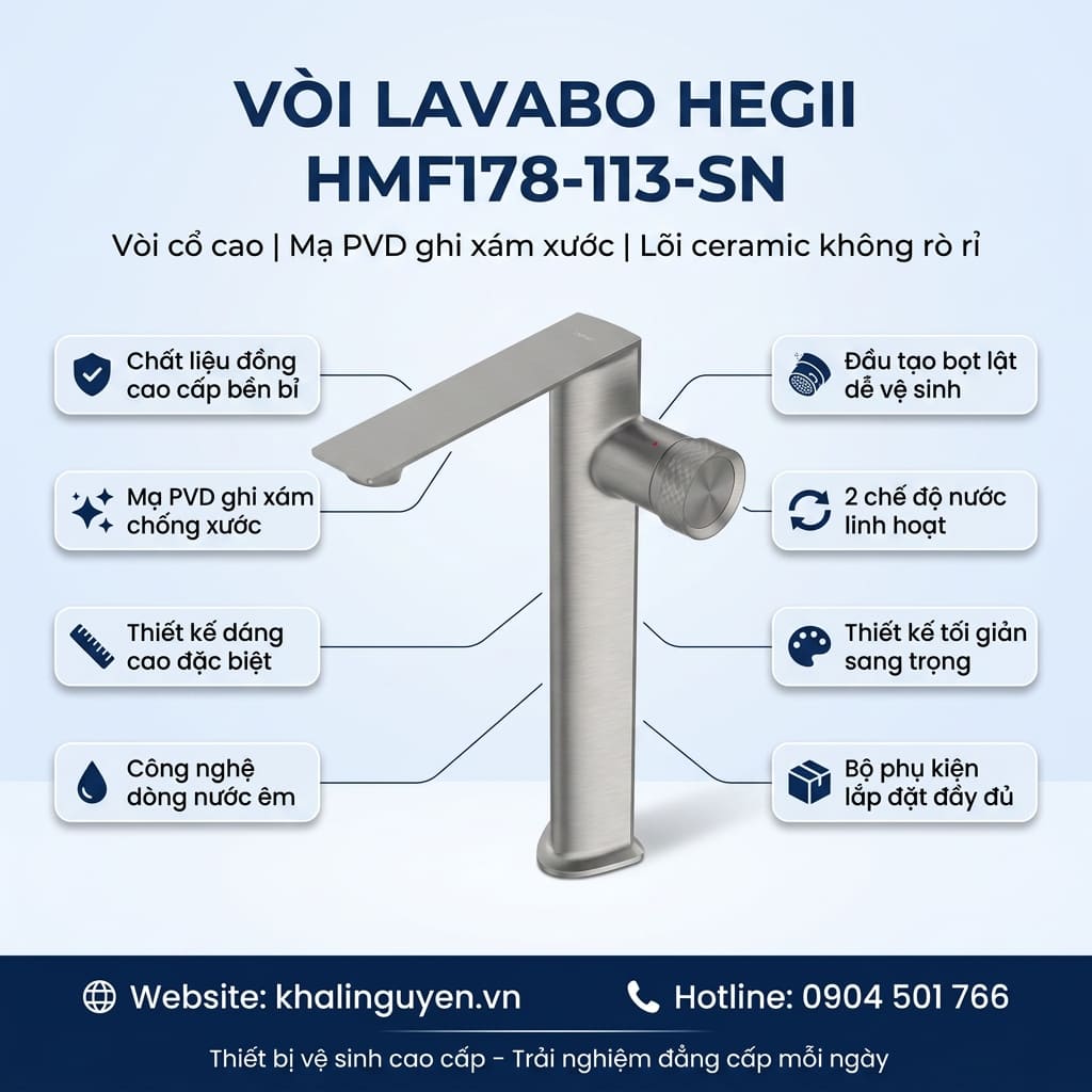 Thông tin vòi Lavabo HEGII HMF178-113-SN