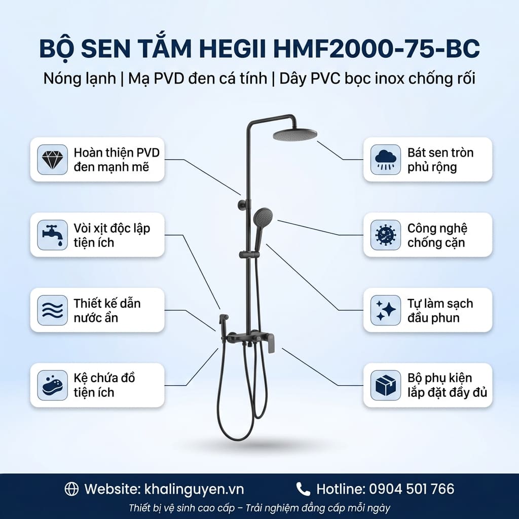 Thông tin bộ sen tắm HEGII HMF2000-75-BC