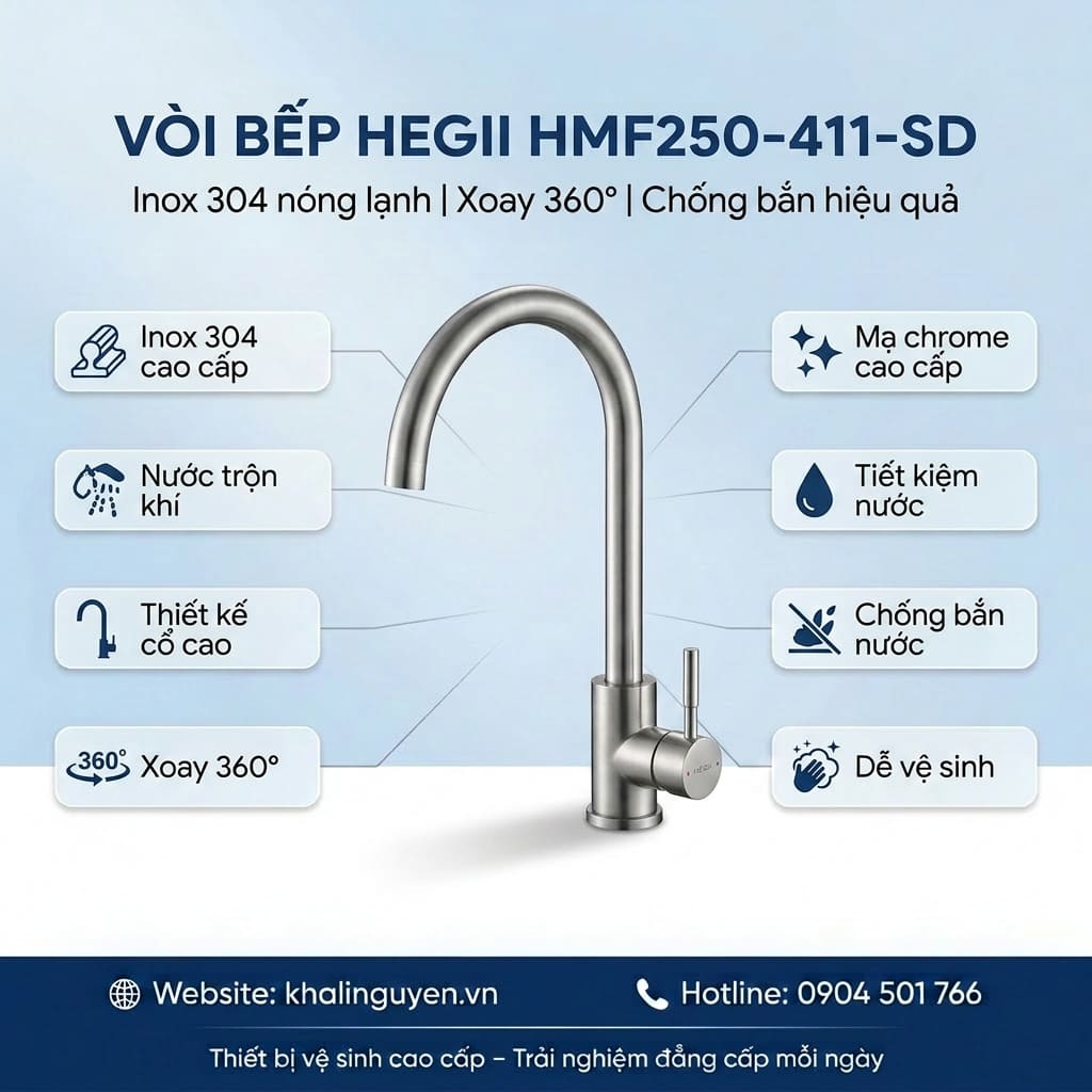 Thông tin vòi rửa bát HEGII HMF250-411-SD