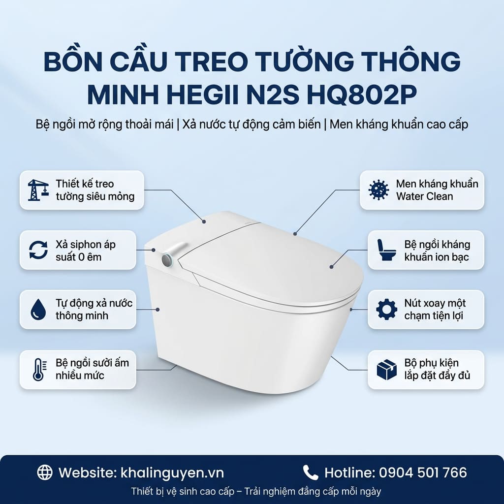 Thông tin bồn cầu treo tường thông minh HEGII N2S HQ802P