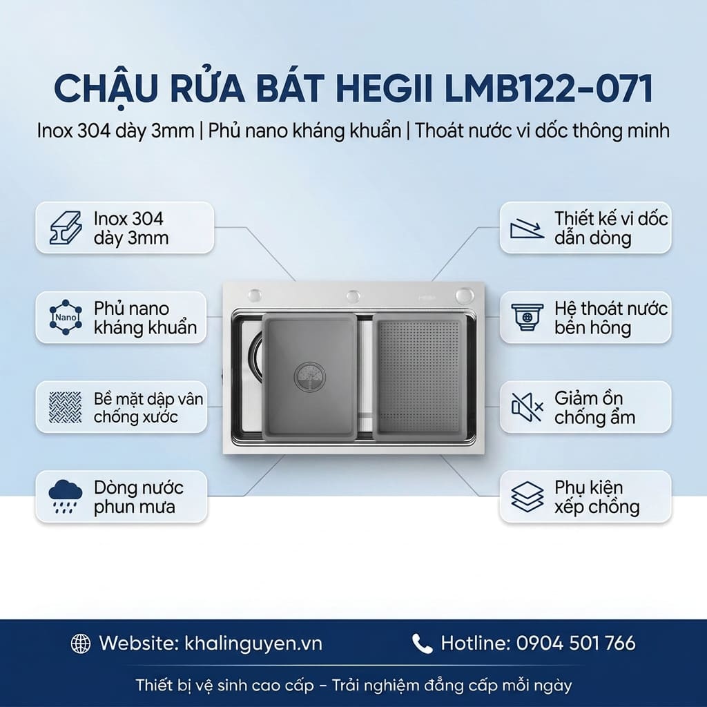 Thông tin chậu rửa bát HEGII LMB122-071