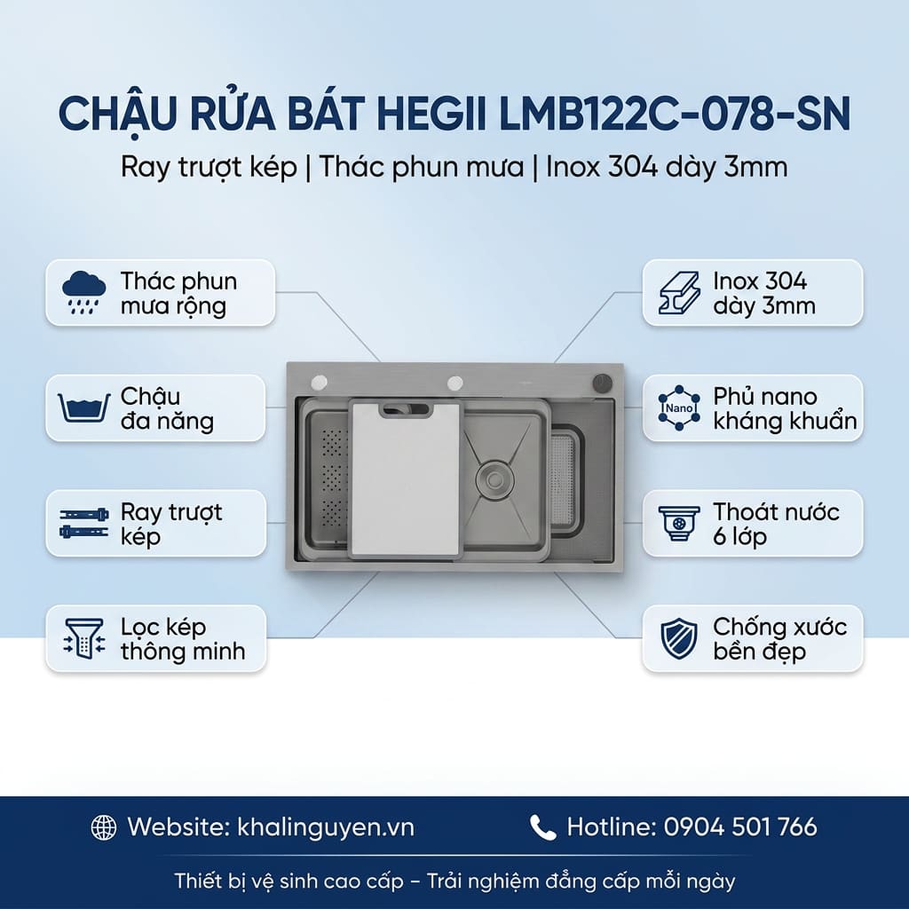 Thông tin chậu rửa bát HEGII LMB122C-078-SN
