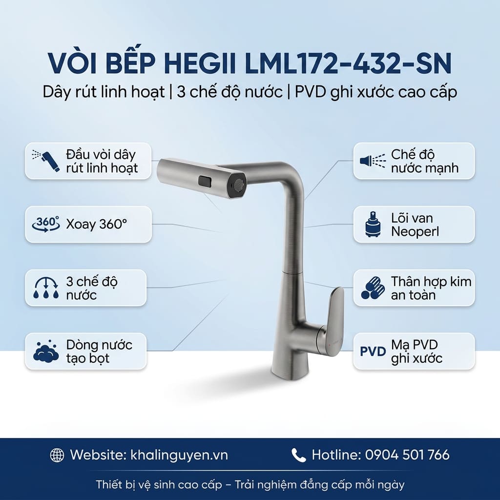 Thông tin vòi rửa bát HEGII LML172-432-SN