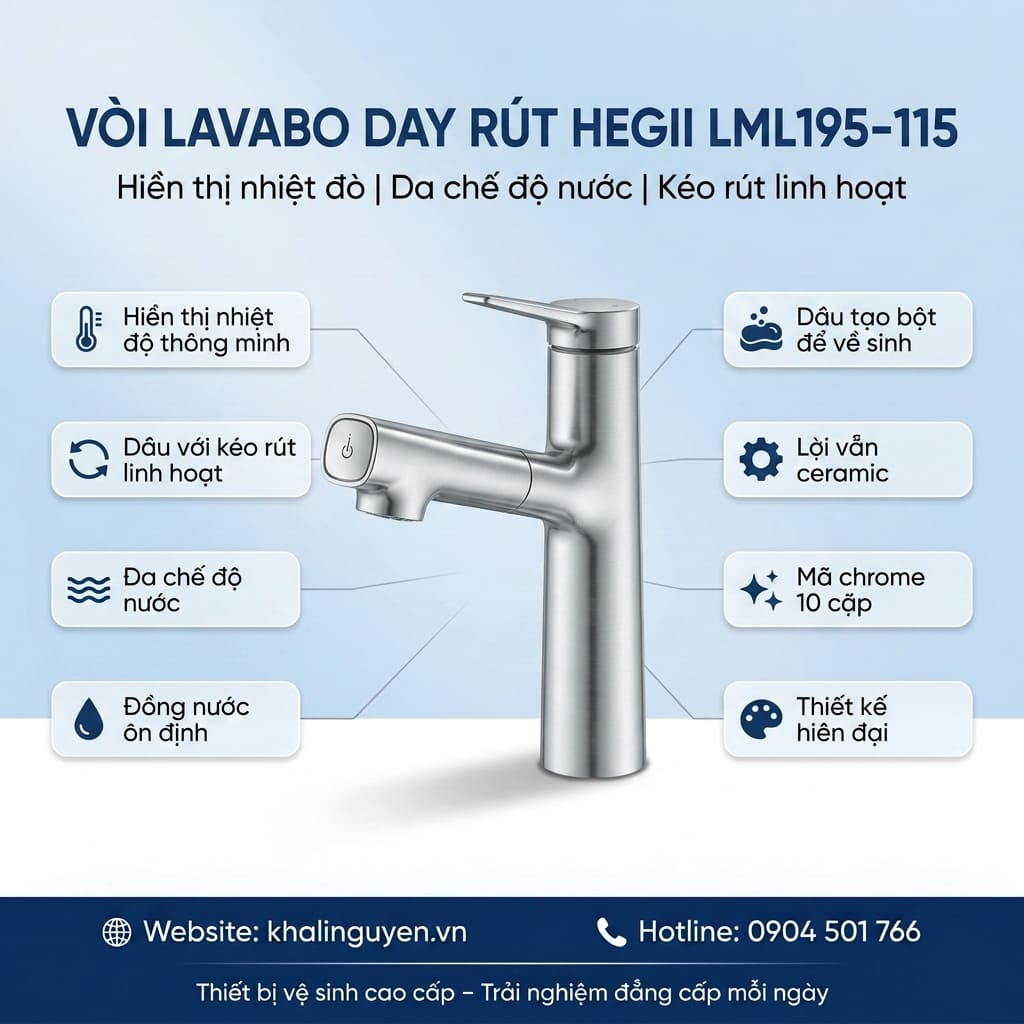 Thông tin vòi Lavabo dây rút HEGII LML195-115