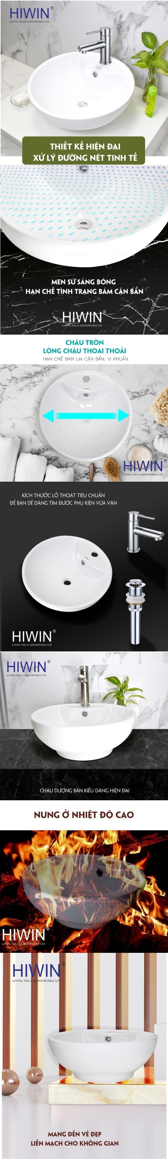 Thông Tin Chậu Lavabo Hiwin LP-8008 Đặt Bàn