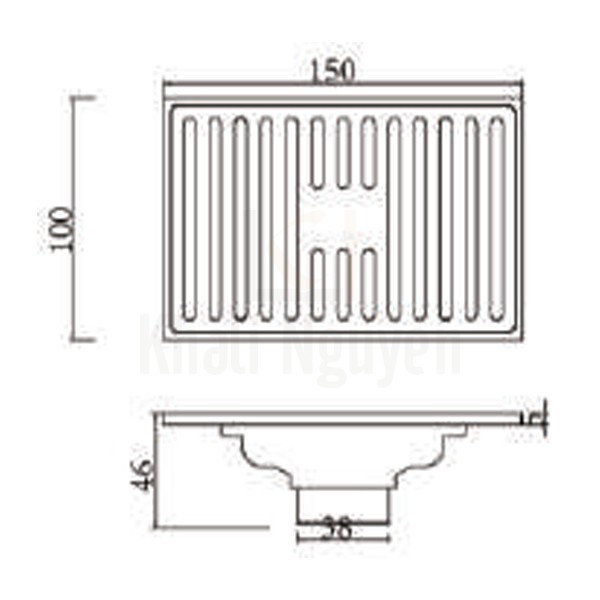 Bản Vẽ Thoát Sàn Ngăn Mùi Hiwin FD-10151 Thoát Sàn Dài