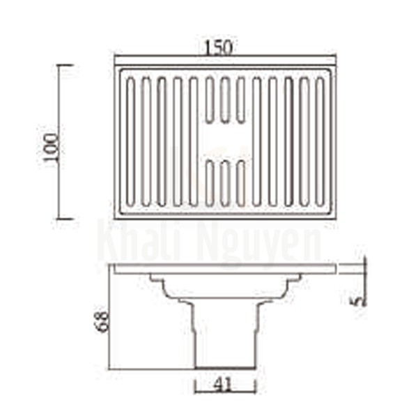 Bản Vẽ Thoát Sàn Ngăn Mùi Hiwin FD-10152 Thoát Sàn Dài