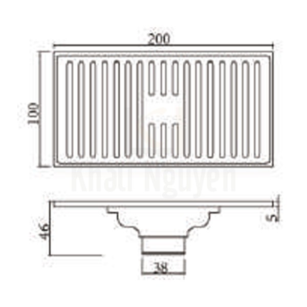 Bản Vẽ Thoát Sàn Ngăn Mùi Hiwin FD-10202 Thoát Sàn Dài