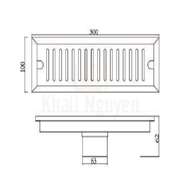 Bản Vẽ Thoát Sàn Ngăn Mùi Hiwin FD-10301 Inox 304 Thoát Sàn Dài