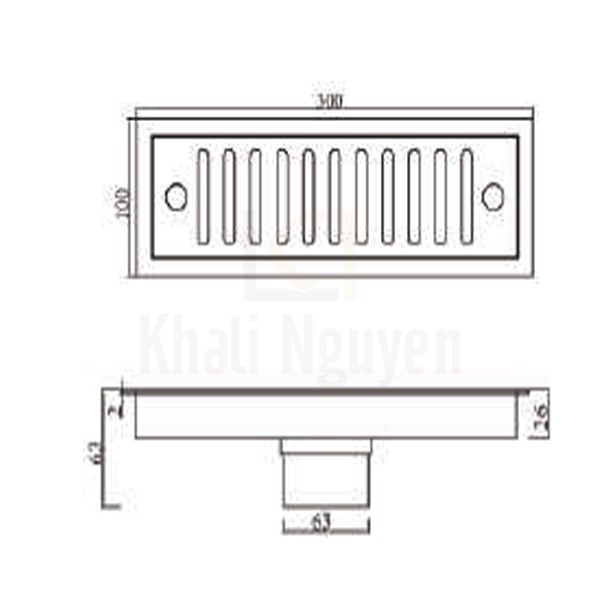 Bản Vẽ Thoát Sàn Ngăn Mùi Hiwin FD-10303 Inox 304 Thoát Sàn Dài