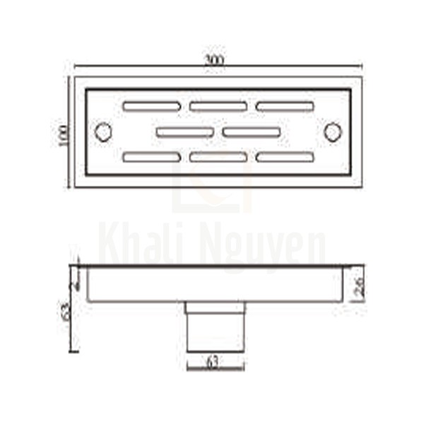 Bản Vẽ Thoát Sàn Ngăn Mùi Hiwin FD-10304 Inox 304 Thoát Sàn Dài
