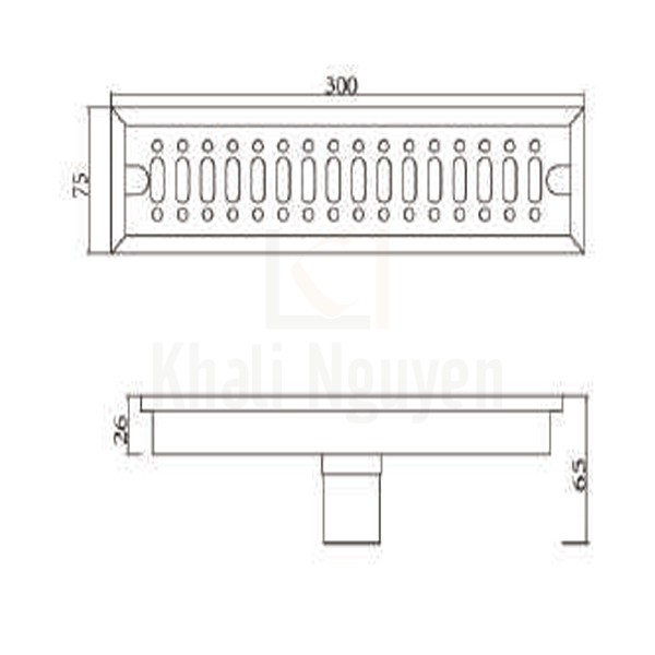 Bản Vẽ Thoát Sàn Ngăn Mùi Hiwin FD-10305 Inox 304 Thoát Sàn Dài