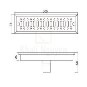 Bản Vẽ Thoát Sàn Ngăn Mùi Hiwin FD-10305 Inox 304 Thoát Sàn Dài