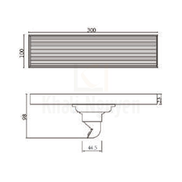 Bản Vẽ Thoát Sàn Ngăn Mùi Hiwin FD-10307 Inox 304 Thoát Sàn Dài