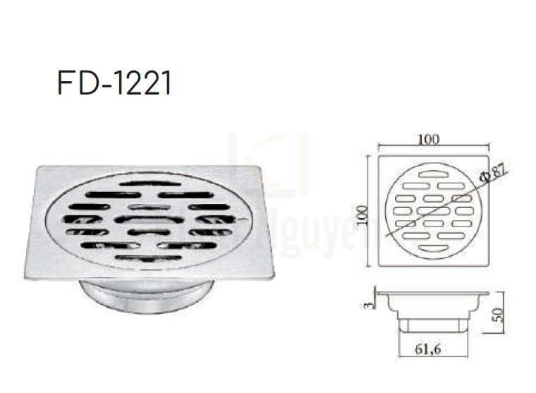 Ga Thoát Sàn Hiwin FD-1221  Inox 304