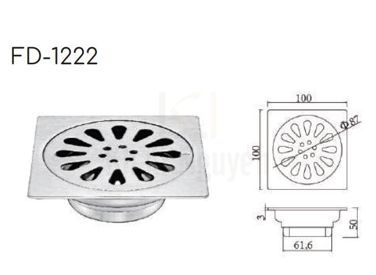 Ga Thoát Sàn Hiwin FD-1222 Inox 304 Siêu Bền