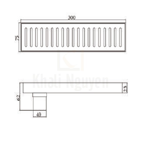 Bản Vẽ Thoát Sàn Ngăn Mùi Hiwin FD-75301 Inox 304 Thoát Sàn Dài