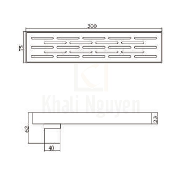 Bản Vẽ Thoát Sàn Ngăn Mùi Hiwin FD-75302 Inox 304 Thoát Sàn Dài