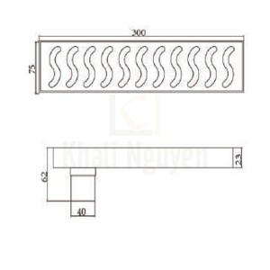Bản Vẽ Thoát Sàn Ngăn Mùi Hiwin FD-75305 Inox 304 Thoát Sàn Dài
