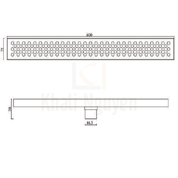 Bản Vẽ Thoát Sàn Ngăn Mùi Hiwin FD-75602 Inox 304 Thoát Sàn Dài