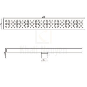 Bản Vẽ Thoát Sàn Ngăn Mùi Hiwin FD-75602 Inox 304 Thoát Sàn Dài