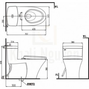 Bản Vẽ Bồn Cầu 1 Khối  INAX AC-900VRN-2 Nắp Đóng Êm CF-600VS