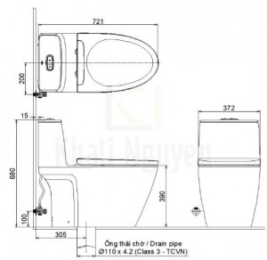 Bản Vẽ Bồn Cầu INAX AC-902VN 1 Khối Dòng S200