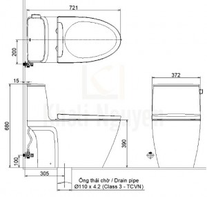 Bản Vẽ Bồn Cầu 1 Khối INAX AC-912VN Dòng S200