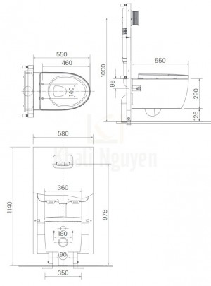 Bản Vẽ Bồn Cầu INAX AC-952VN Treo Tường