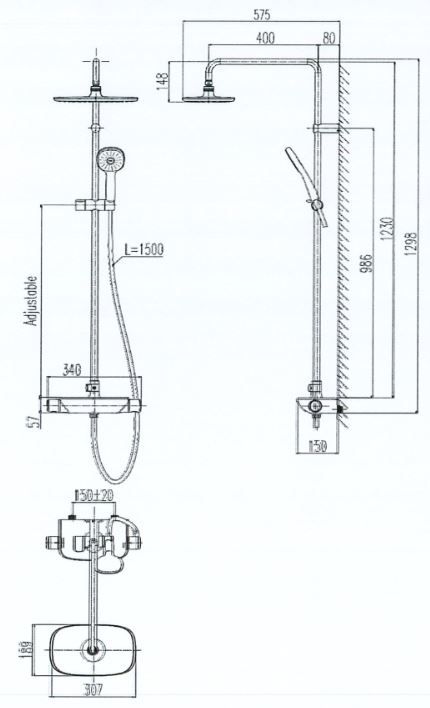 Bản vẽ sen tắm Inax BFV-633S