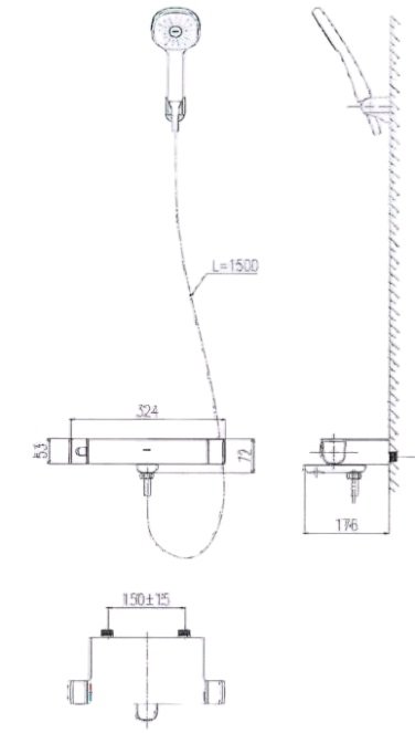 Bản vẽ sen tắm Inax BFV-636T