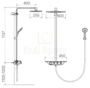 Bản Vẽ Sen Tắm Cây Inax BFV-655T Nhiệt Độ