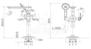 Bản Vẽ Sen Xả Bồn Tắm INAX BFV-656S Đặt Sàn