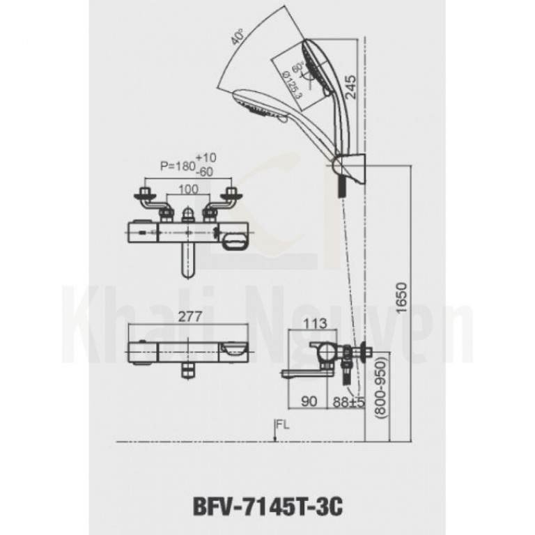Bản vẽ kỹ thuật Inax BFV-7145T-3C