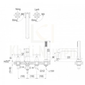 Bản Vẽ Sen Bồn Tắm Inax BFV-8100B Nóng Lạnh
