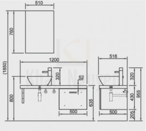 Bản Vẽ Bộ Tủ Chậu Lavbao Inax CB1206-4IF-B