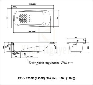 Bản Vẽ Bồn Tắm Inax FBV-1500R Xây Ocean
