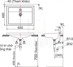 Bản vẽ kỹ thuật Inax L-2397V