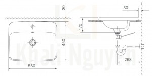 Bản Vẽ Chậu Rửa Lavabo Inax L-2398V Dương Vành