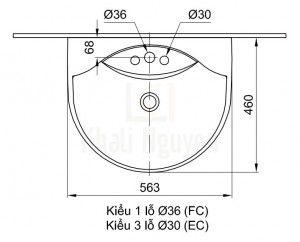 Bản Vẽ Chậu Rửa Lavabo Inax L-288V Treo Tường