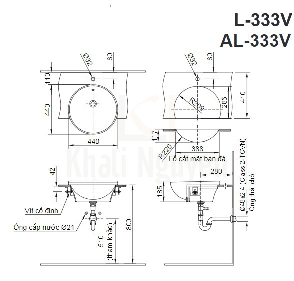 Bản vẽ kỹ thuật Inax L-333V