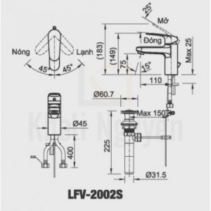 Bản vẽ kỹ thuật Inax LFV-2002S