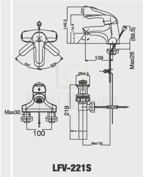 Bản vẽ kỹ thuật Inax LFV-221S