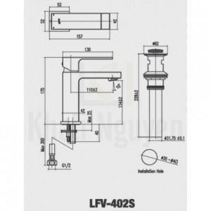 Bản vẽ kỹ thuật Inax LFV-402S